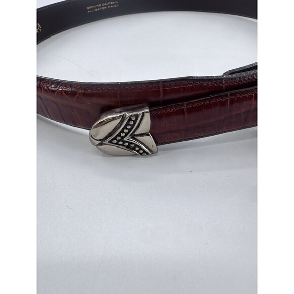 VICENZA Sport Sterling Silver Buckle On Brown  Alligator Print Calfskin Belt 34 main image 13